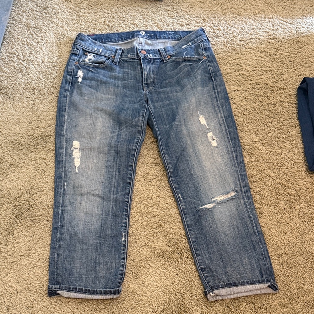 Women's Distressed Blue Jeans seven for all mankind